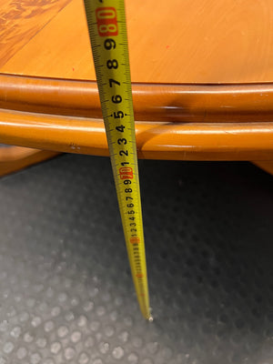 Round Yellow Wood Pedestal Dining Table – height measurement
