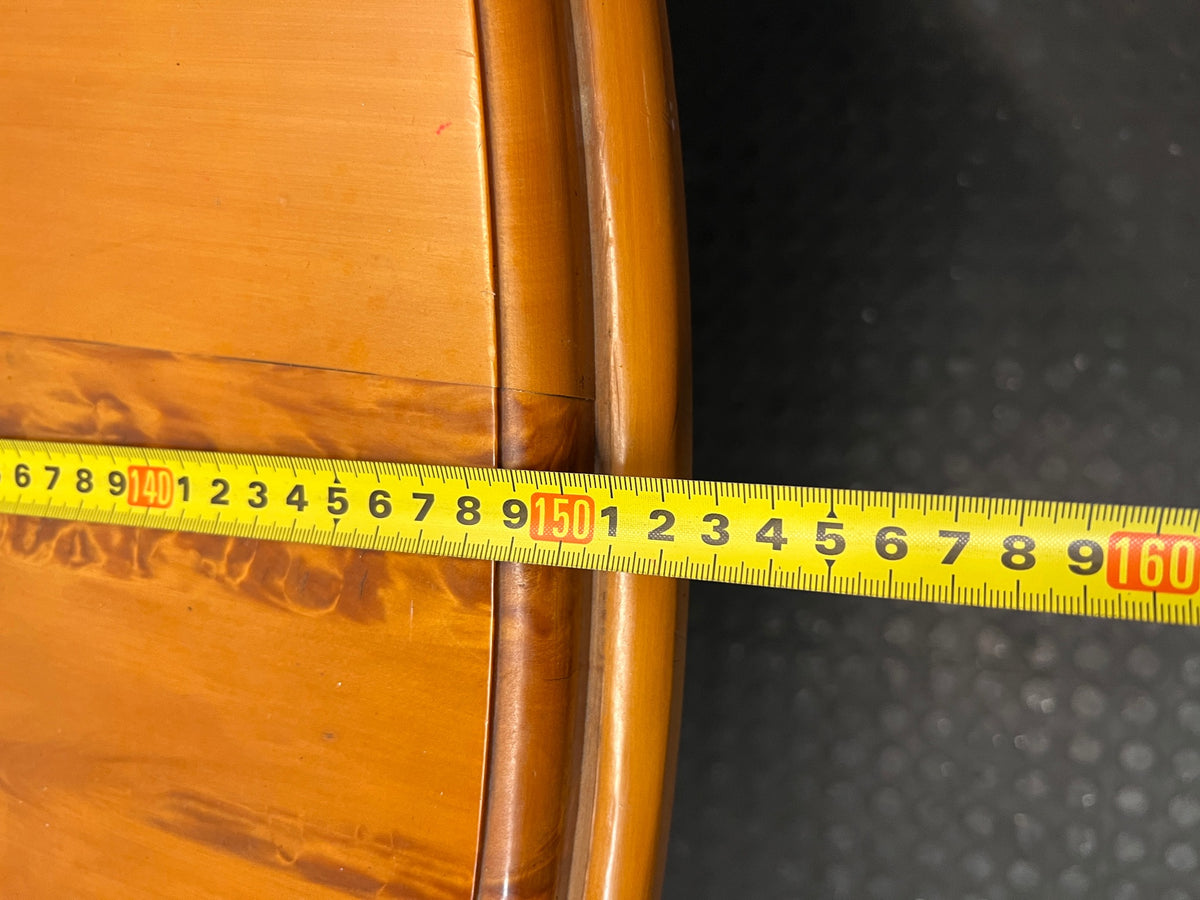 Round Yellow Wood Pedestal Dining Table – width measurement