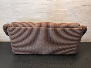 Brown Pinstripe 3 Seater Couch with Curved Wooden Feet – top view