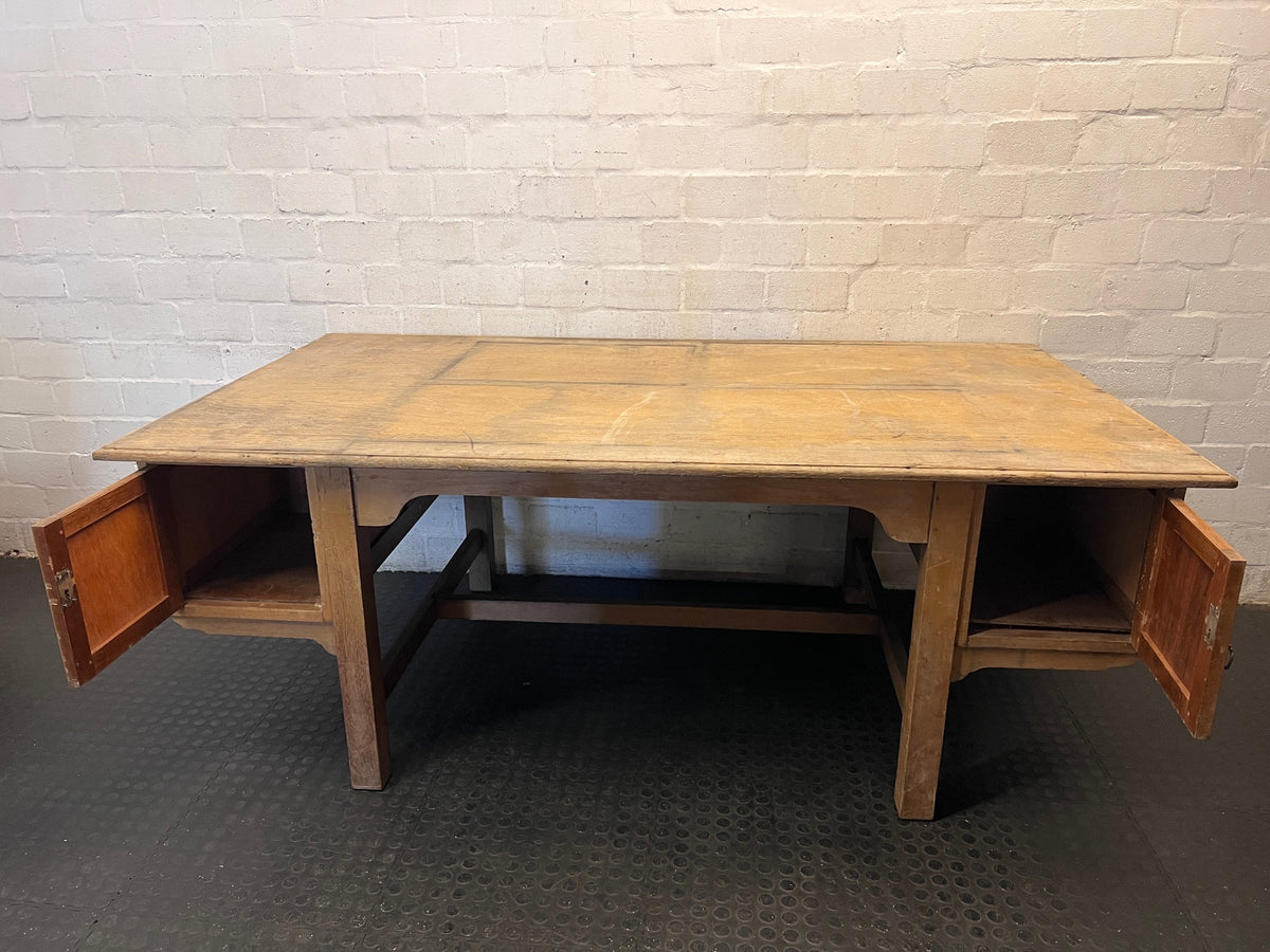 Large Wooden Executive Double Pedestal Office Desk – back view