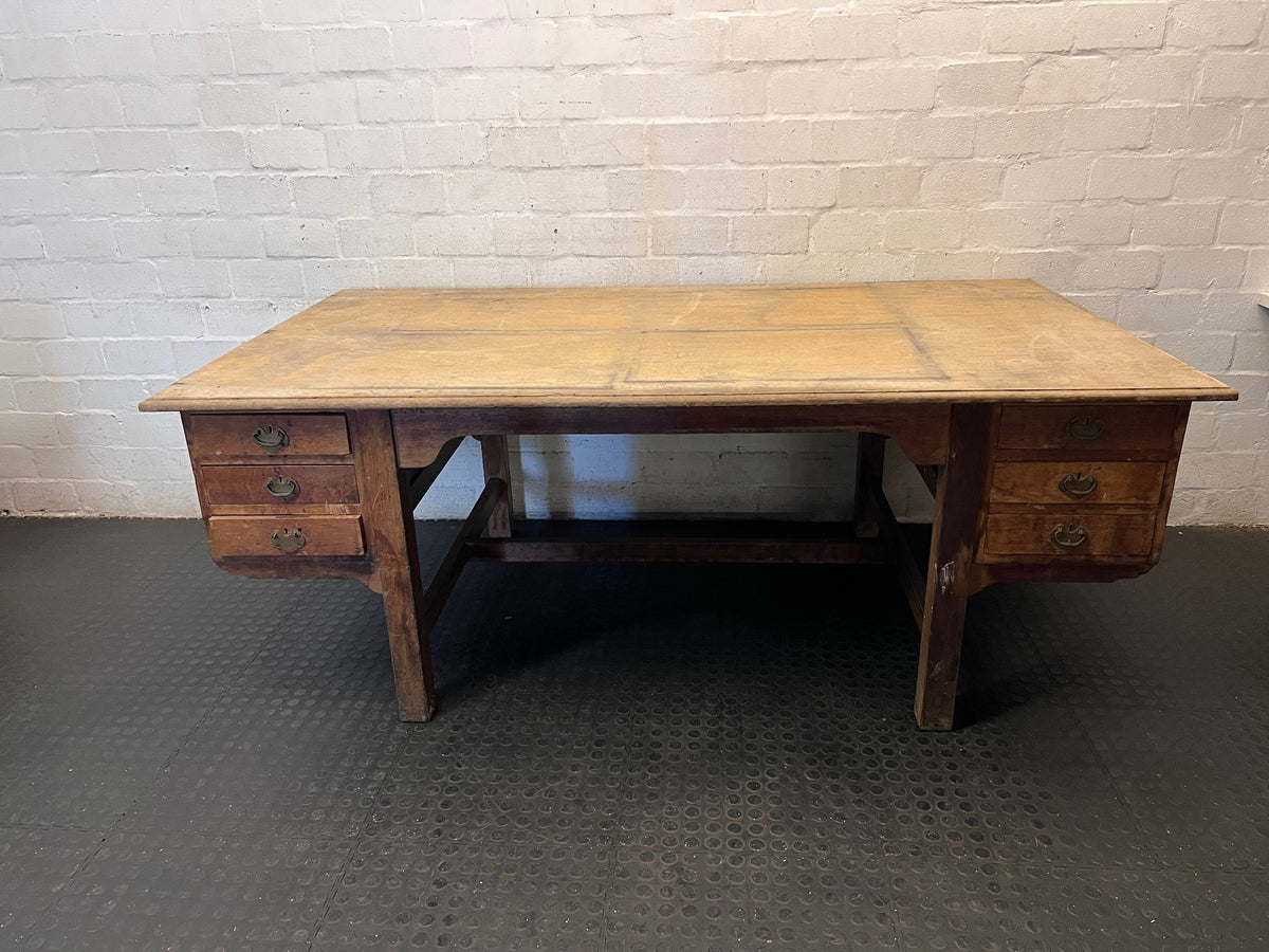 Large Wooden Executive Double Pedestal Office Desk – main front view