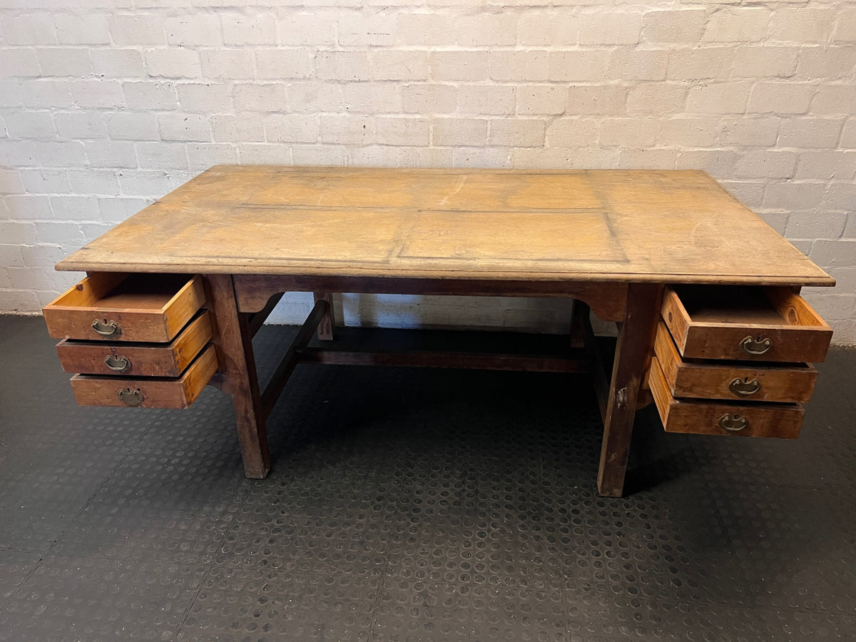 Large Wooden Executive Double Pedestal Office Desk – side view