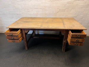 Large Wooden Executive Double Pedestal Office Desk – side view