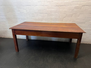 Large Timber Office Desk with Shaped Apron – condition detail