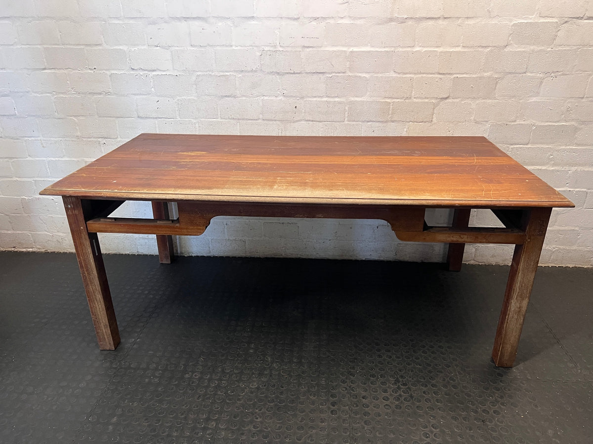 Large Timber Office Desk with Shaped Apron – main front view