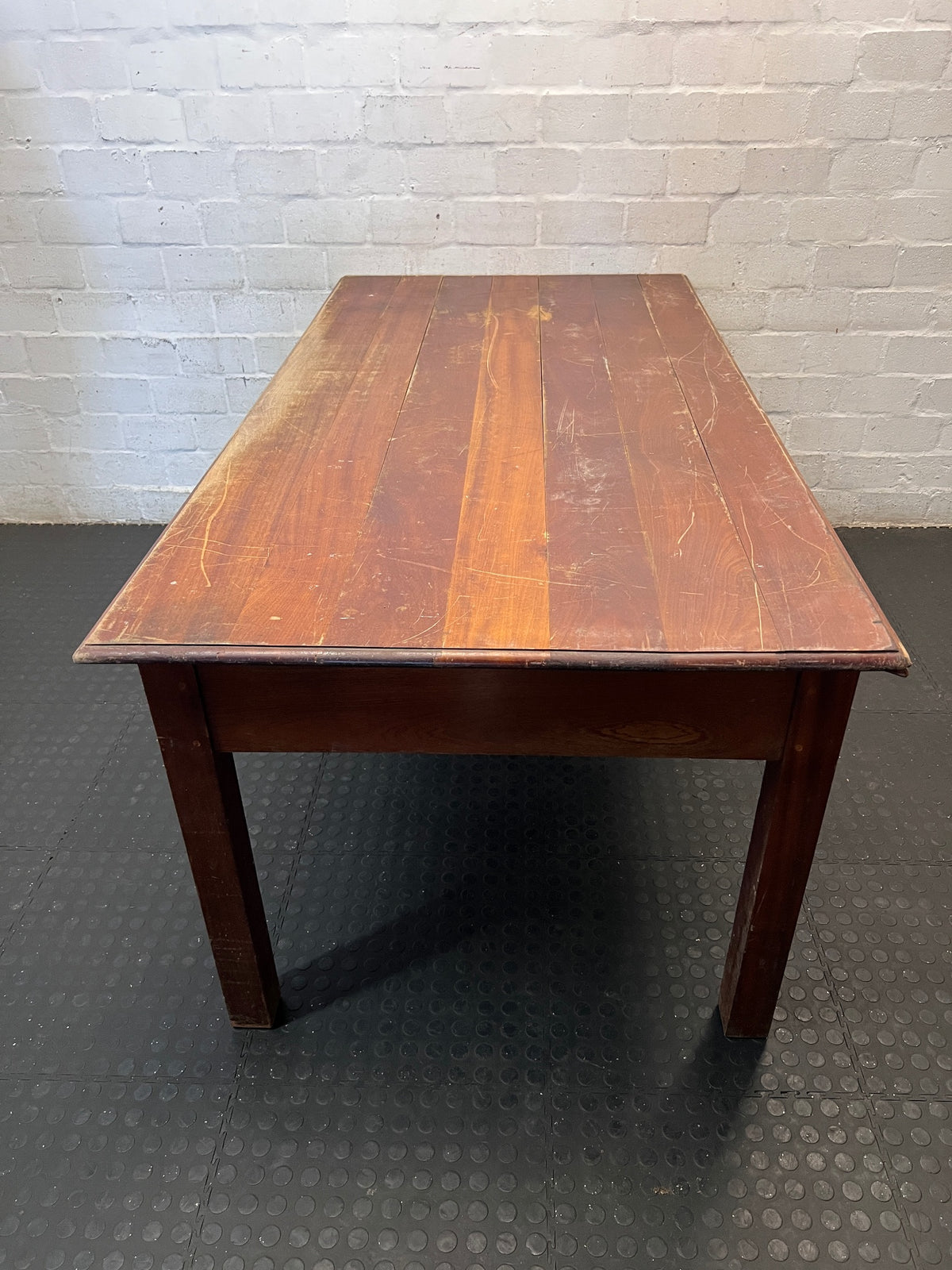 Large Timber Office Desk with Shaped Apron – side view