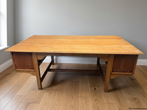 Large Wooden Office Desk with Double Pedestals – styled product image