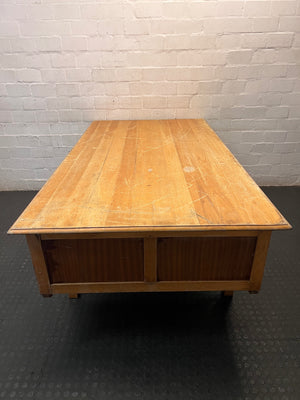 Large Wooden Office Desk with Double Pedestals – top view