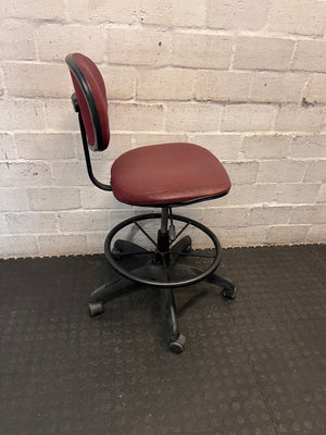 Burgundy Fabric Upholstered Office Chair with Footrest – back view