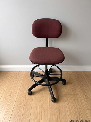 Burgundy Fabric Upholstered Office Chair with Footrest – styled product image