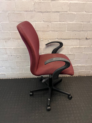 Burgundy Fabric Mid-Back Office Swivel Chair – back view