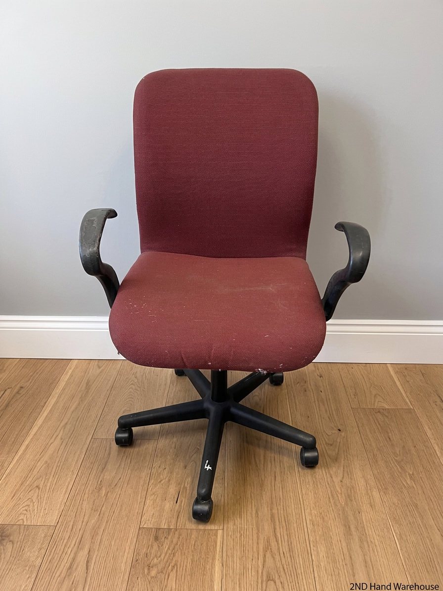 Burgundy Fabric Mid-Back Office Swivel Chair – styled product image