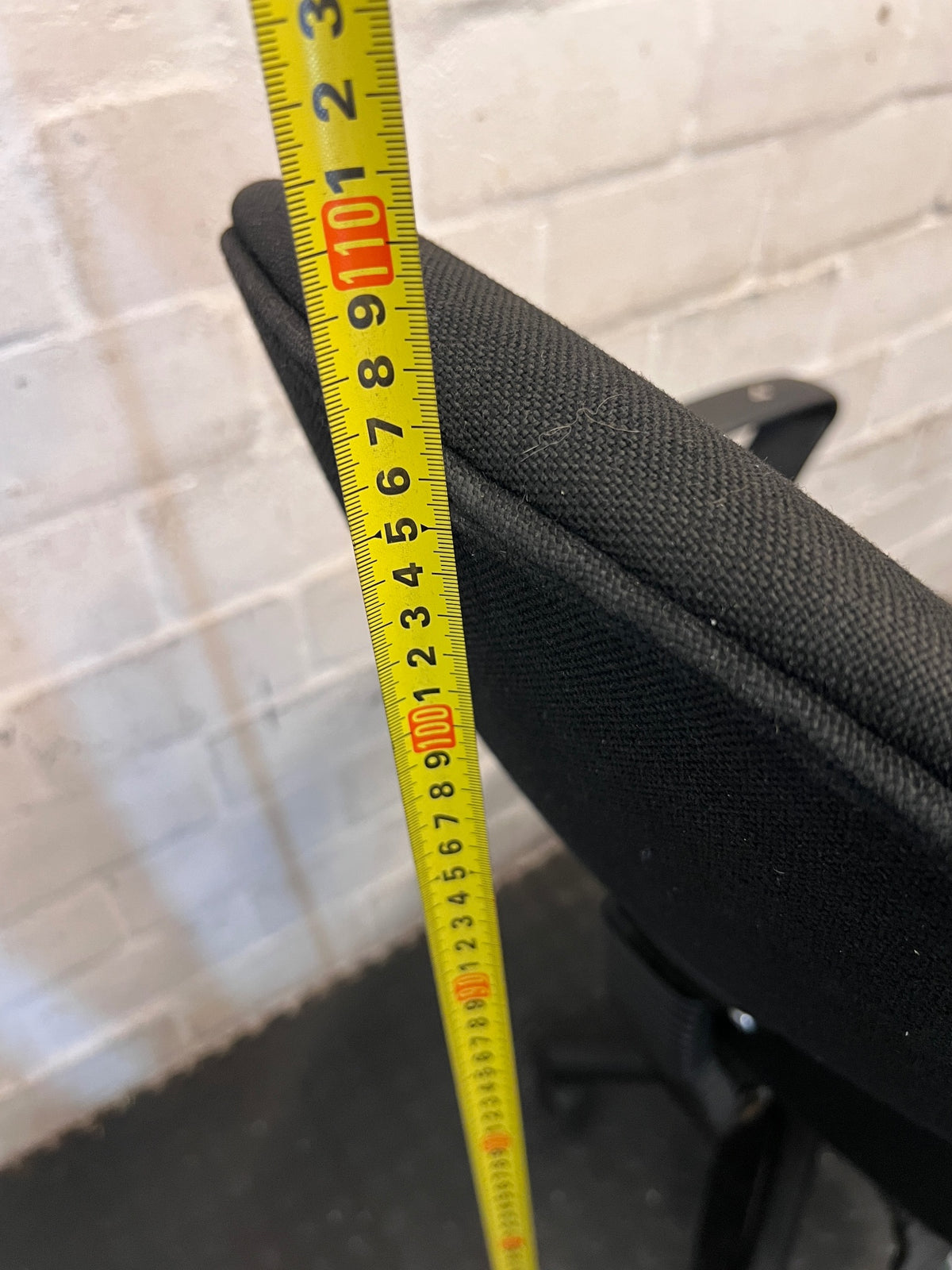 High-Back Black Fabric Office Chair with Armrests – height measurement