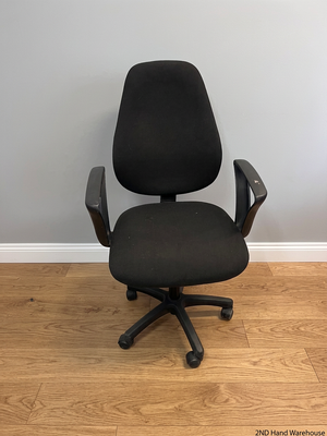 High-Back Black Fabric Office Chair with Armrests – styled product image