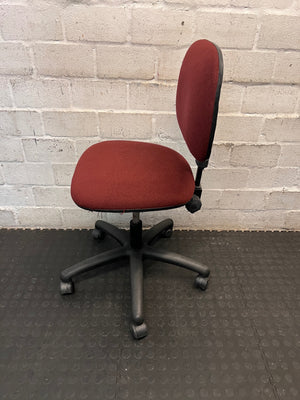 Burgundy Fabric Mid-Back Office Chair – side view