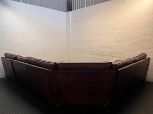 Large Brown Leather Corner Couch — Damaged Leather Upholstery – condition detail