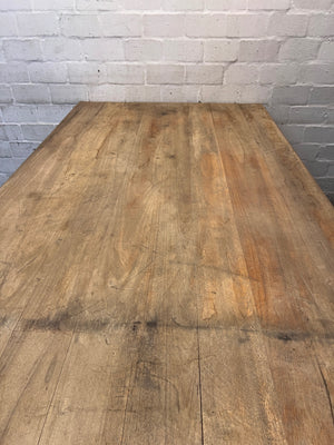 Large Timber Office Desk with Integrated Pigeon-Hole Shelves – top view