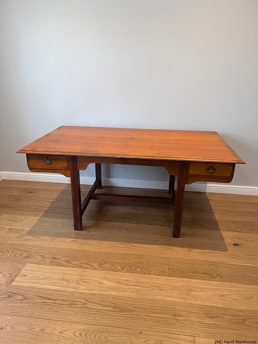 Large Wooden Office Desk with Two Drawers – styled product image