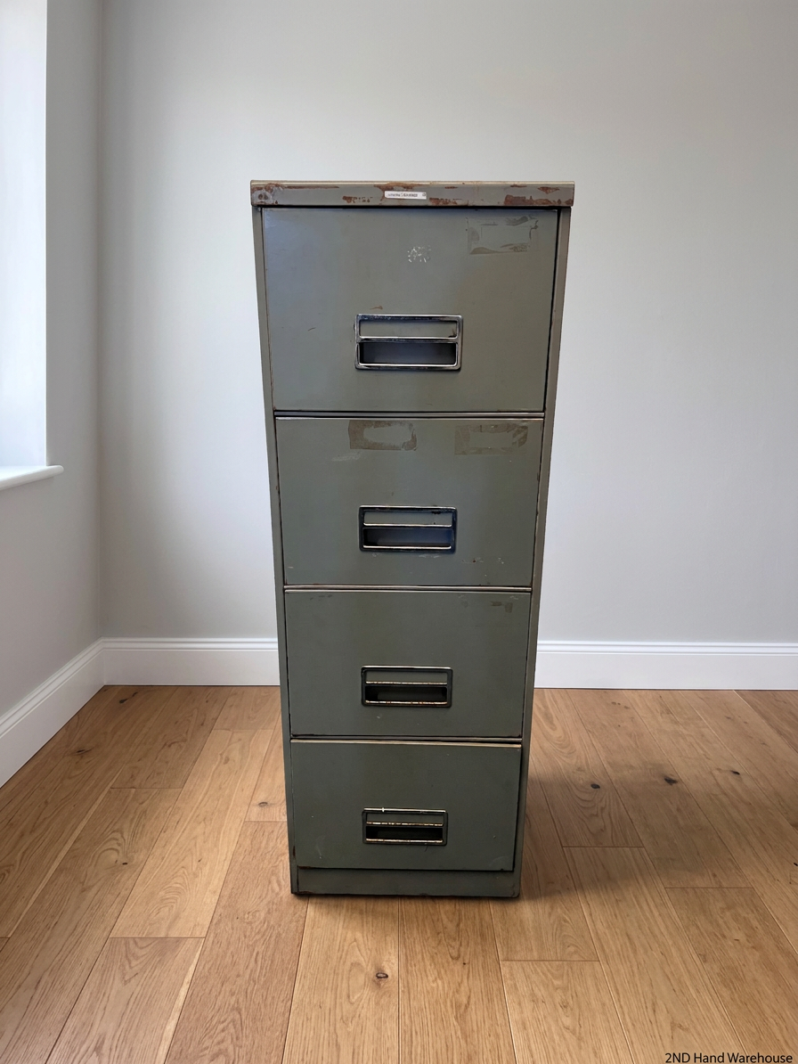 4-Drawer Industrial Metal Filing Cabinet – styled product image