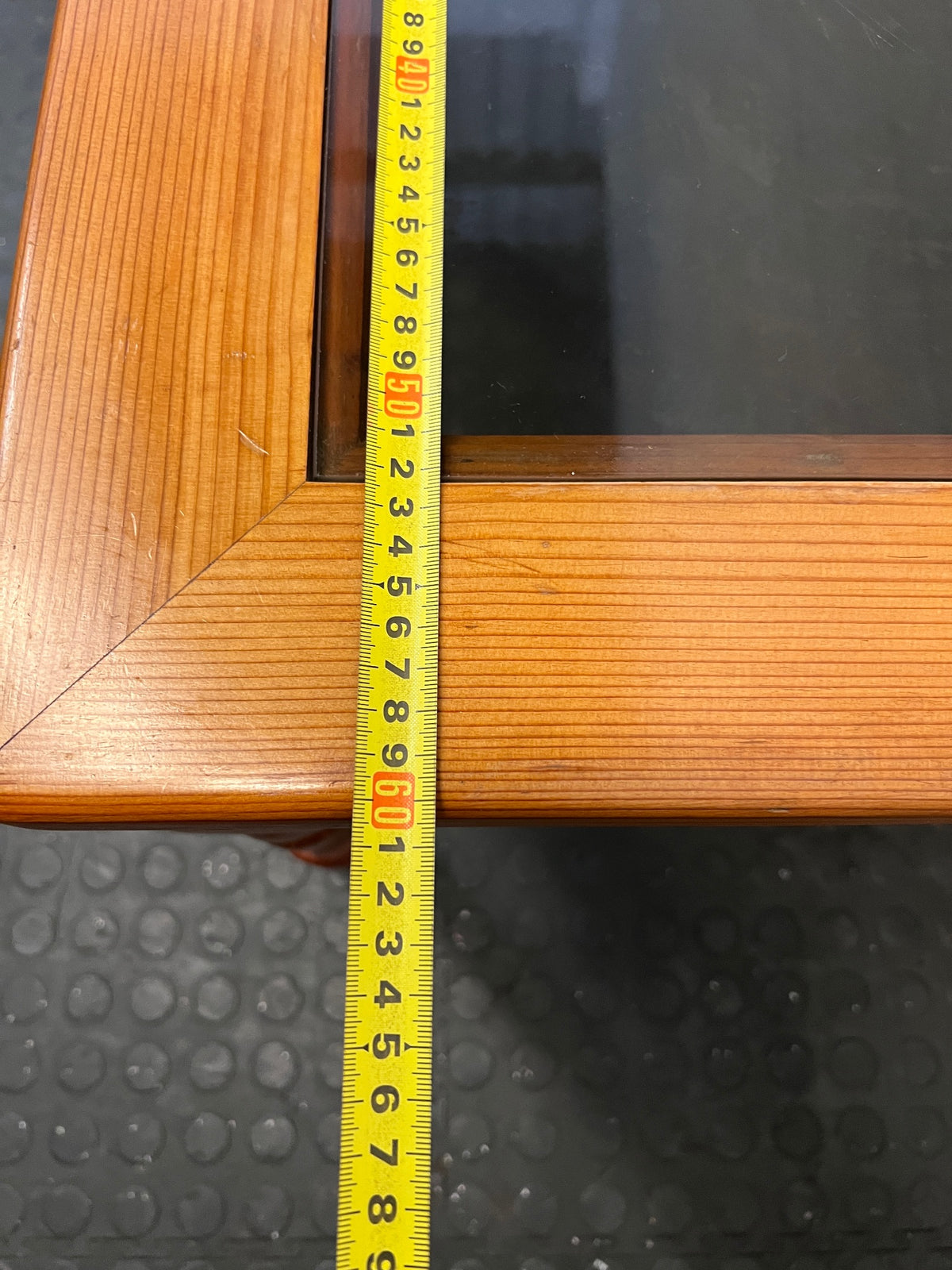 Square Wooden Side Table with Glass Inset Top – depth measurement