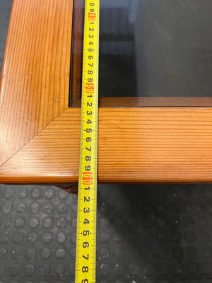 Square Wooden Side Table with Glass Inset Top – depth measurement