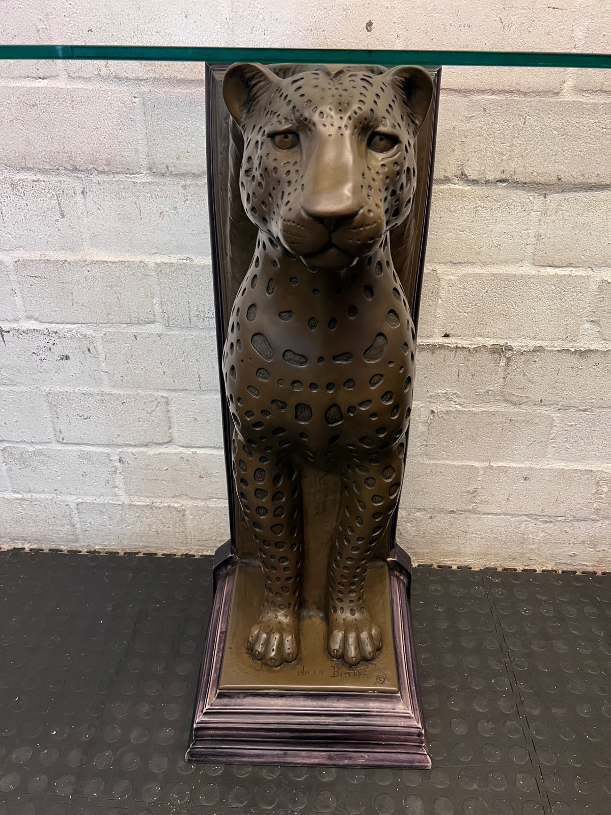Willie Botha Bronze-Style Leopard Console Table – back view