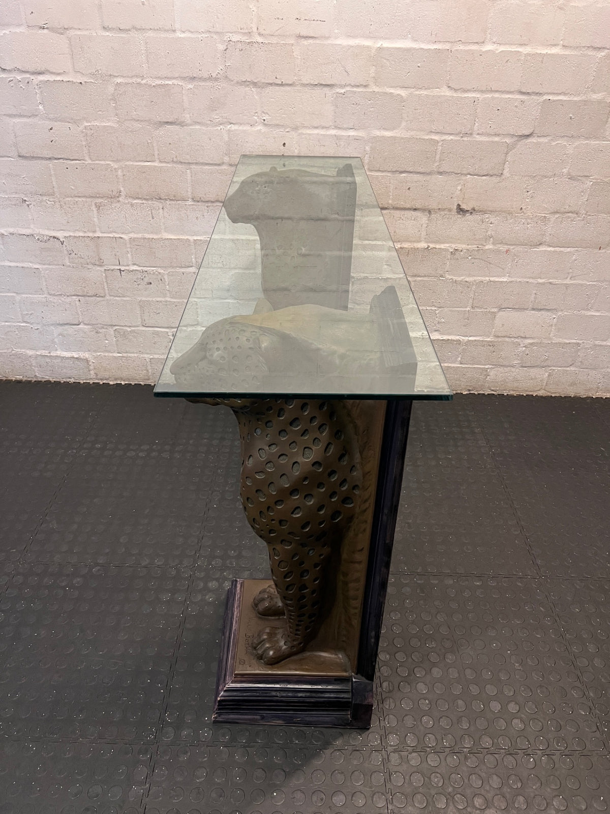 Willie Botha Bronze-Style Leopard Console Table – condition detail