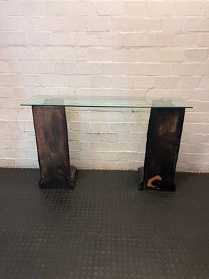 Willie Botha Bronze-Style Leopard Console Table – side view