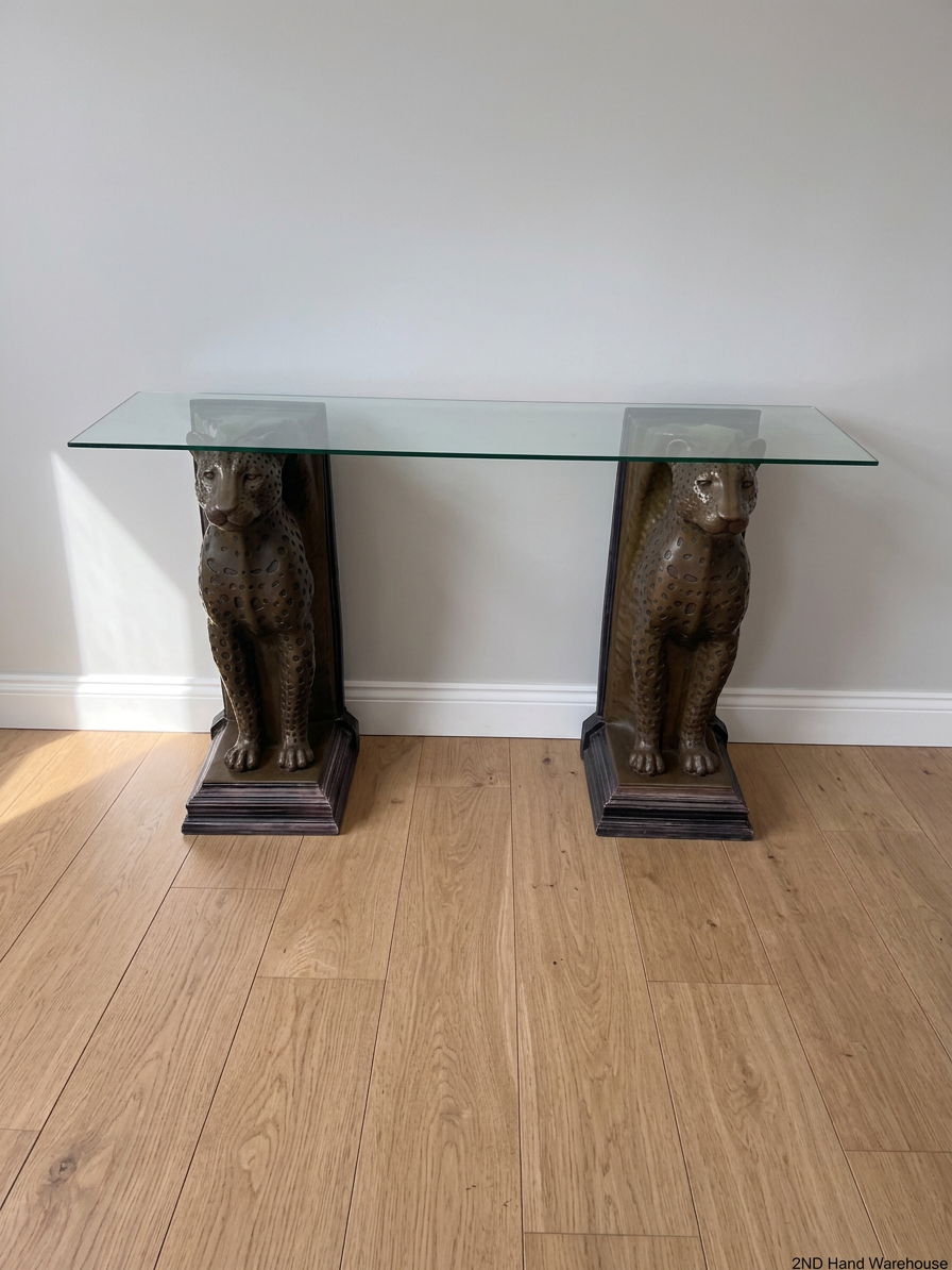 Willie Botha Bronze-Style Leopard Console Table – styled product image