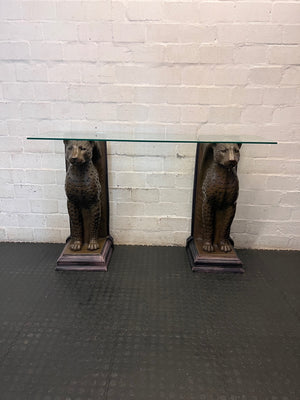 Willie Botha Bronze-Style Leopard Console Table – top view