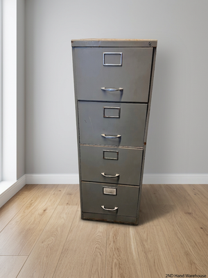 Grey 4-Drawer Metal Filing Cabinet – styled product image