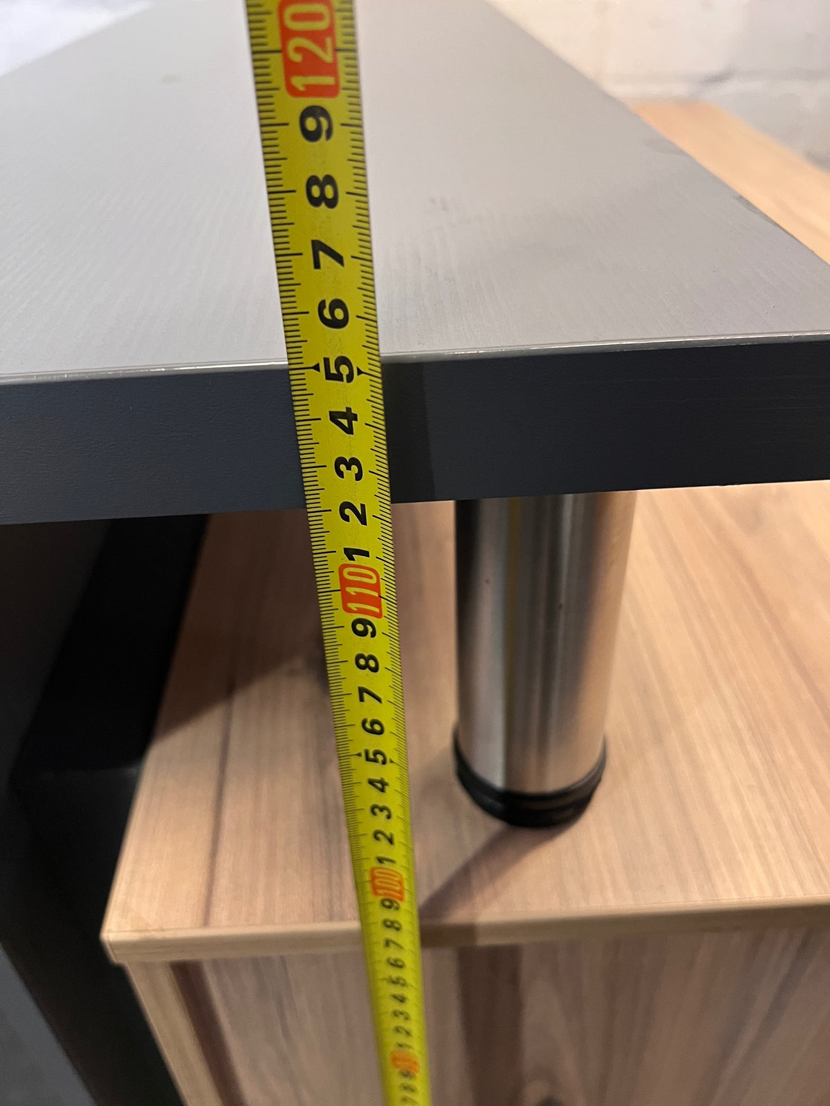 Two-Tone Computer Desk with Monitor Stand and Shelving – height measurement