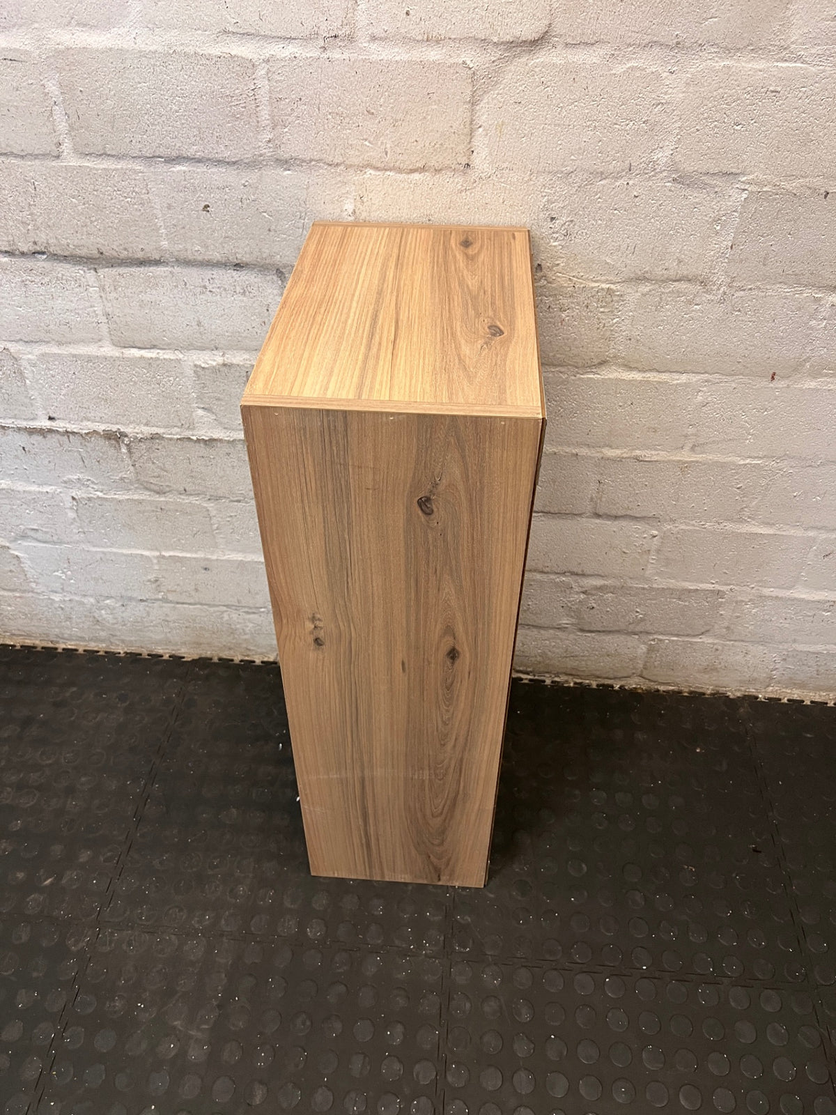 Wood Look Display Cabinet with Internal Racks – side view