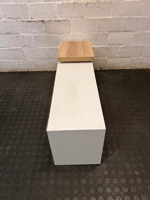 Modern White and Wood Wall-Mounted Storage Unit – back view