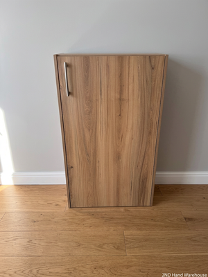 Slim Wood-Look Single Door Cabinet – styled product image
