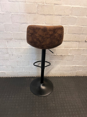 Diamond Quilted Brown Faux Leather Bar Stool – back view