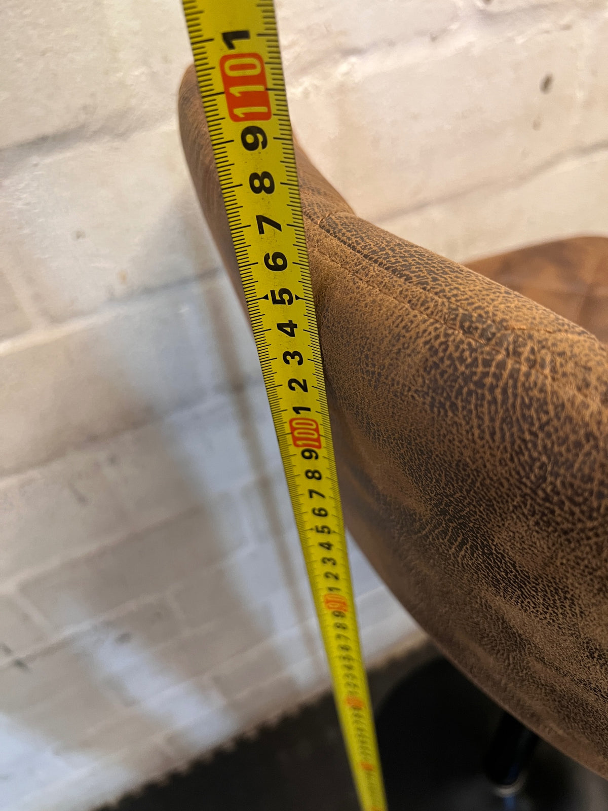 Diamond Quilted Brown Faux Leather Bar Stool – height measurement