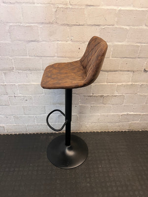 Diamond Quilted Brown Faux Leather Bar Stool – side view