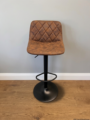 Diamond Quilted Brown Faux Leather Bar Stool – styled product image