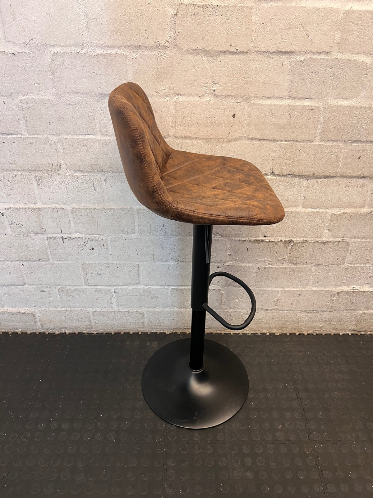 Diamond Quilted Brown Faux Leather Bar Stool – top view