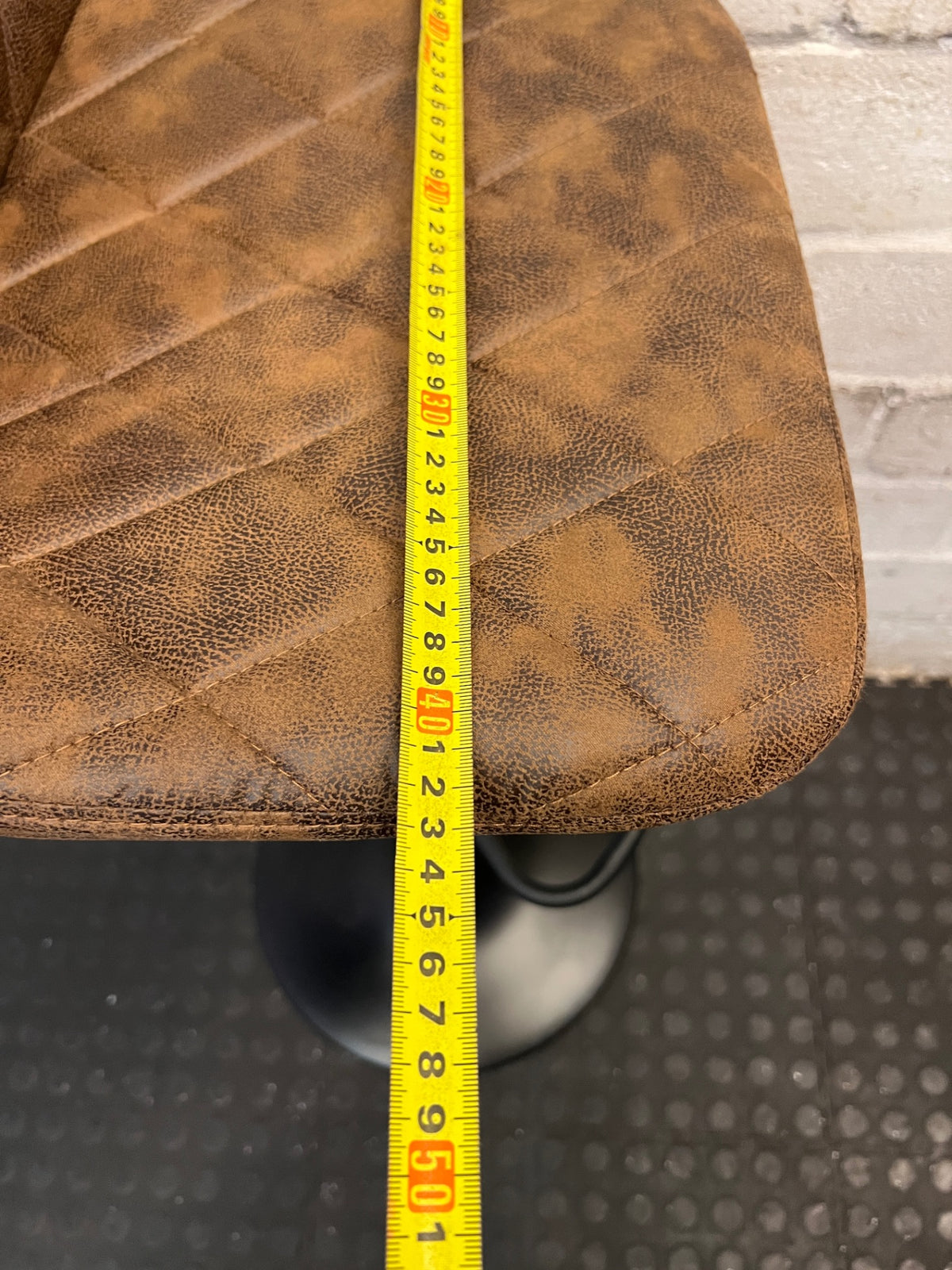 Diamond Quilted Brown Faux Leather Bar Stool – width measurement