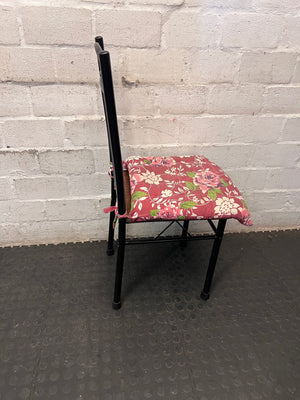 Black Metal Dining Chair with Floral Seat Cushion – top view