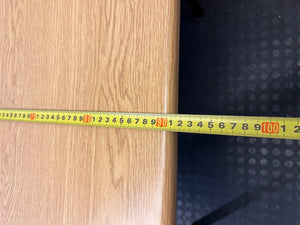 Oak Tone Dining Table with Black Metal Legs – depth measurement