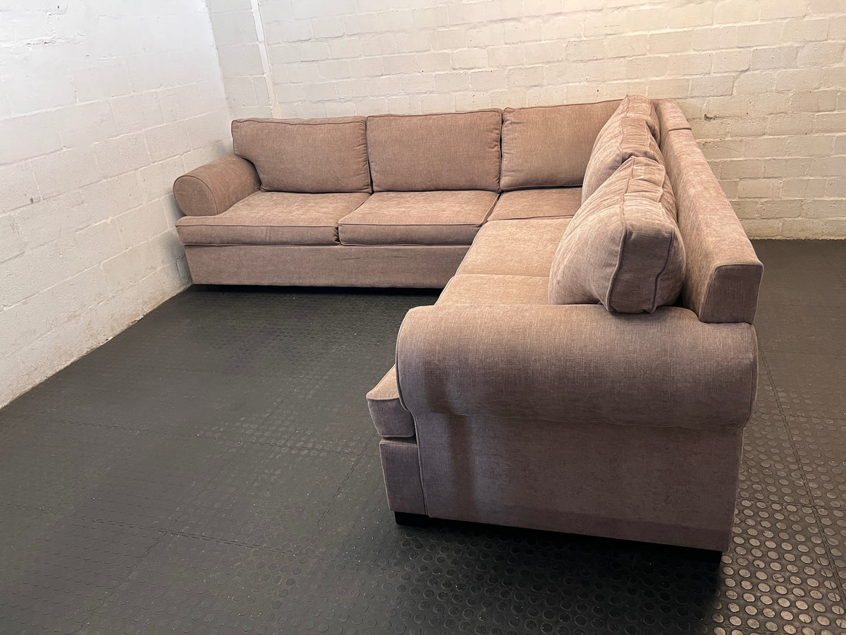 Large Brown L-Shape Corner Couch – back view