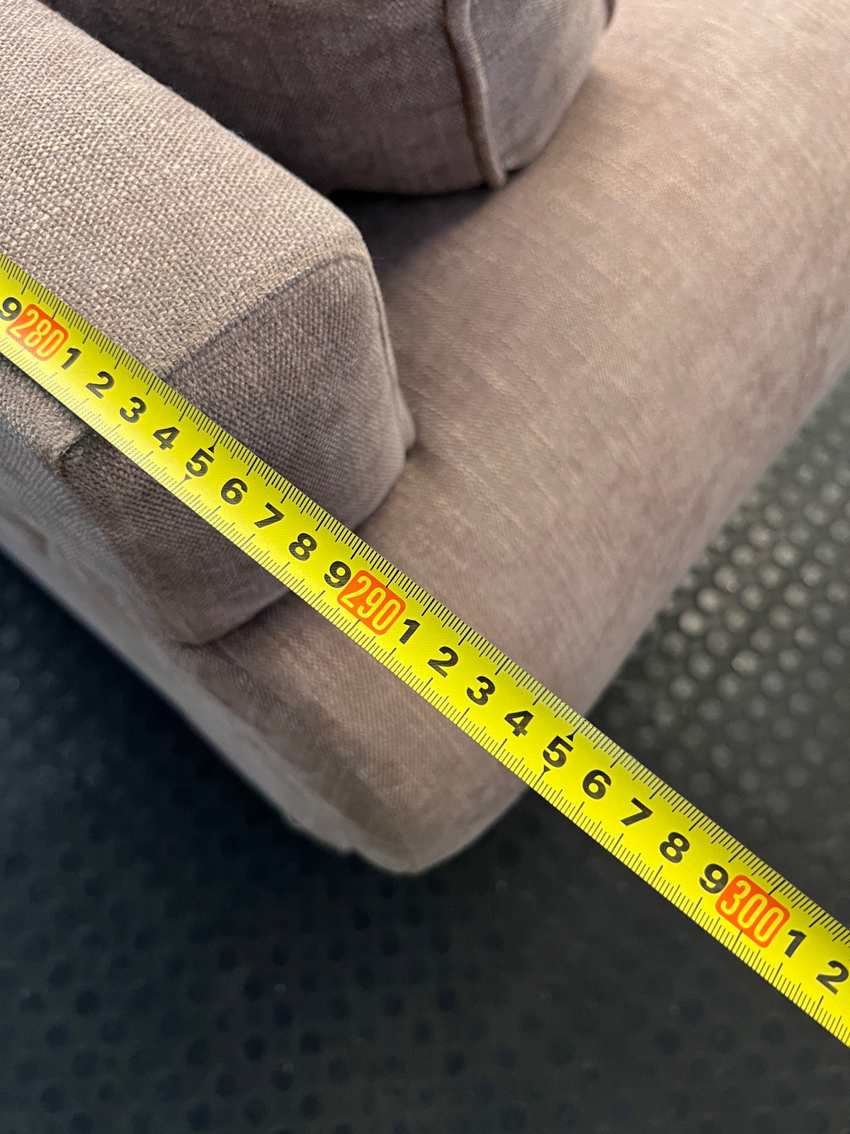 Large Brown L-Shape Corner Couch – depth measurement