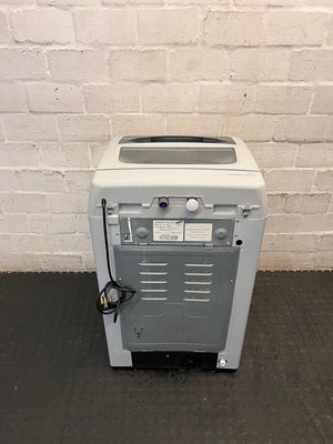 White Top-Loader Washing Machine with Digital Display – back view