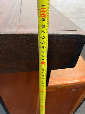 Rustic Wooden Bar Counter with Dark Stained Top – height measurement