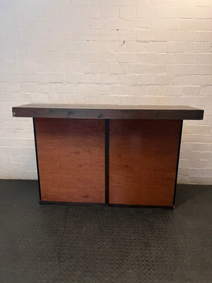 Rustic Wooden Bar Counter with Dark Stained Top – main front view
