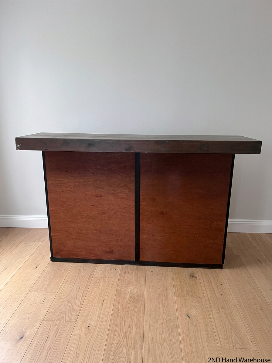 Rustic Wooden Bar Counter with Dark Stained Top – styled product image