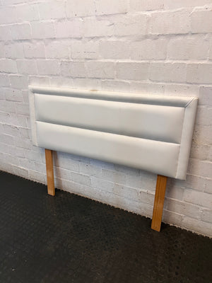 Upholstered Faux Leather Double Headboard with Wooden Legs – condition detail